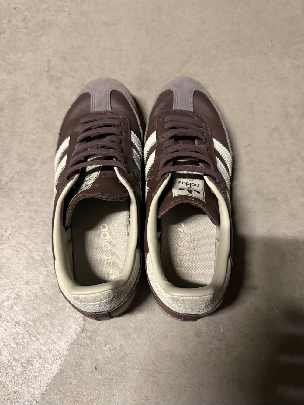 Adidas Men’s Size Brown Samba Sneakers with White/Cream Stripes